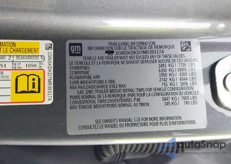 2021 Chevrolet Suburban 4Wd Z71 z USA, uszkodzony, nr VIN 1GNSKDKD7MR393174